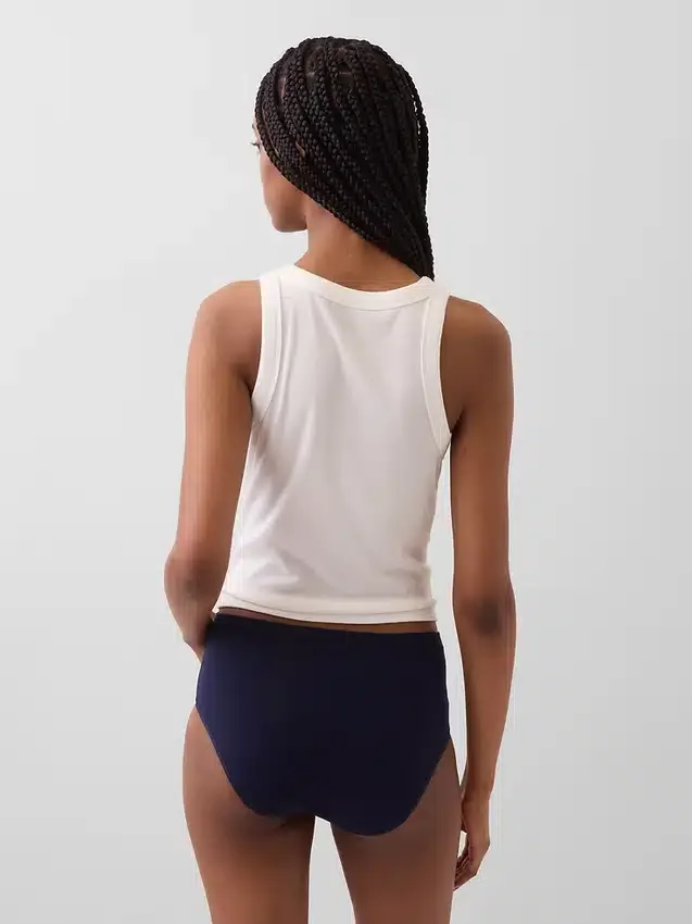 Slip bikini taille haute en coton stretch biologique