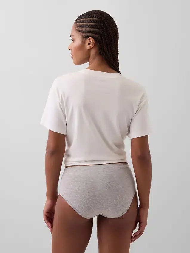 Slip bikini taille haute en coton stretch biologique