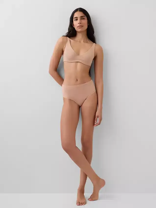 Slip bikini taille haute en coton stretch biologique