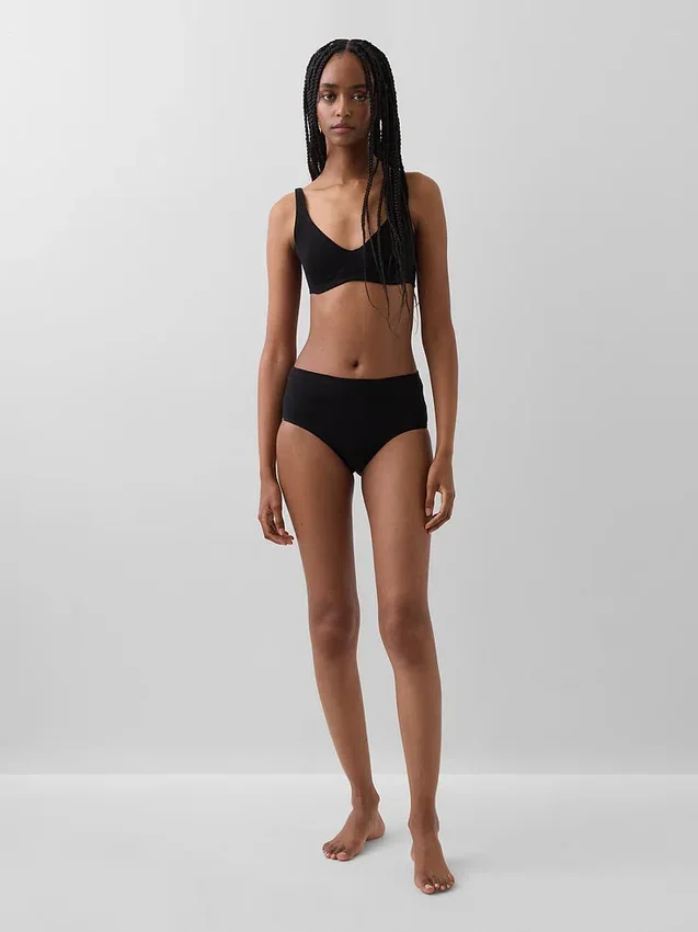 Slip bikini taille haute en coton stretch biologique