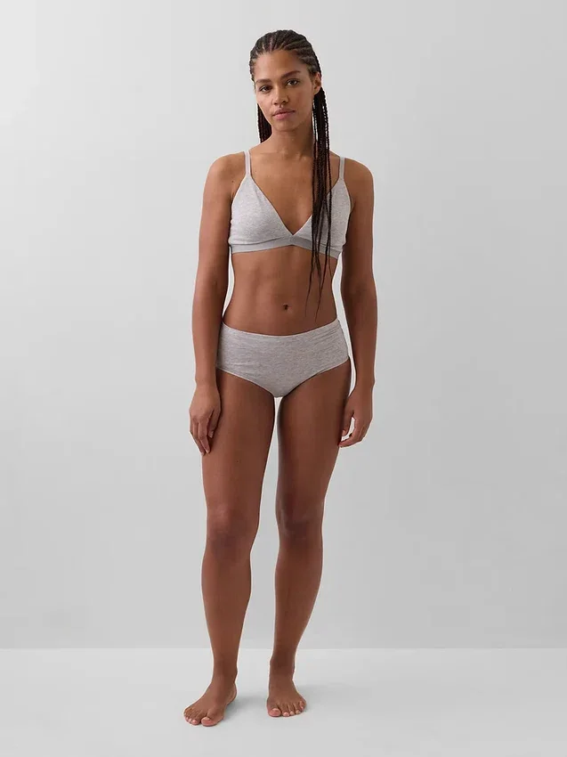 Slip bikini taille haute en coton stretch biologique