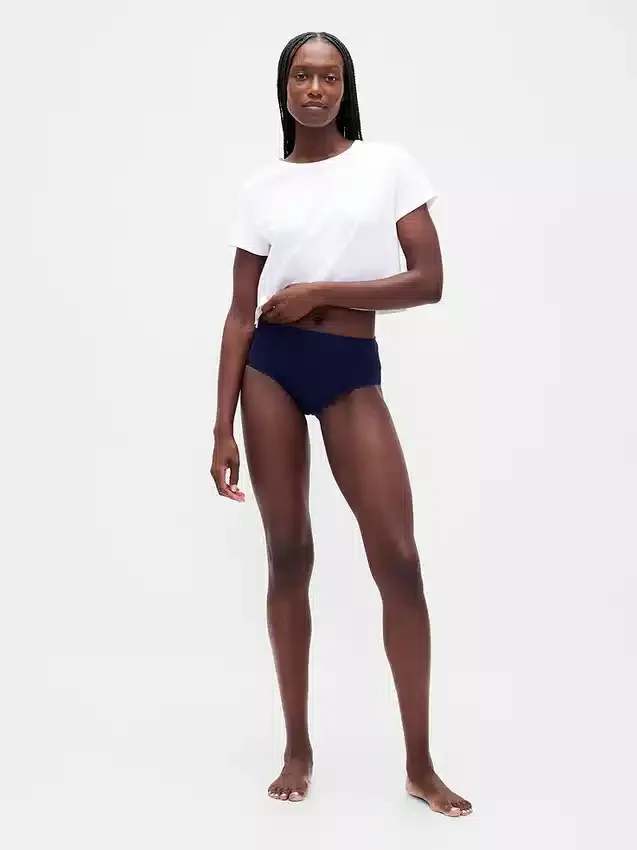 Slip bikini taille haute en coton stretch biologique