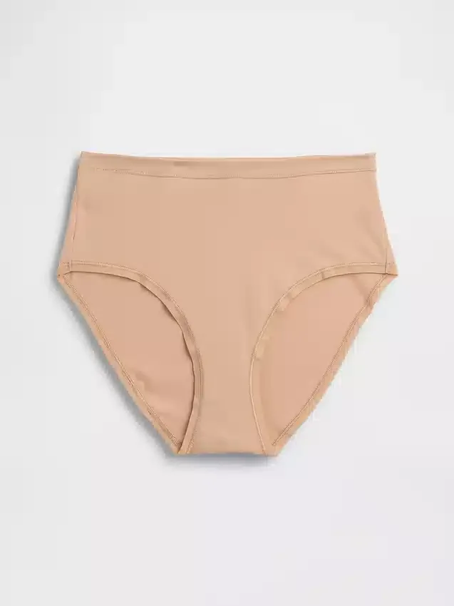 Slip bikini taille haute en coton stretch biologique