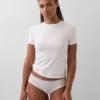 Slip taille basse en coton stretch bio avec bordure en dentelle
