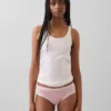 Slip taille basse en coton stretch bio avec bordure en dentelle