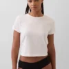 Slip taille basse en coton stretch bio avec bordure en dentelle