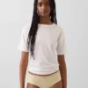 Slip taille basse en coton stretch bio avec bordure en dentelle