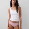 Slip taille basse en coton stretch bio avec bordure en dentelle