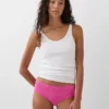 Slip taille basse en coton stretch bio avec bordure en dentelle