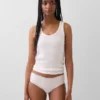 Slip taille basse en coton stretch bio avec bordure en dentelle