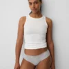 Slip taille basse en coton stretch bio avec bordure en dentelle