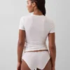 Slip taille basse en coton stretch bio avec bordure en dentelle