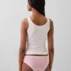 Slip taille basse en coton stretch bio avec bordure en dentelle