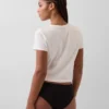 Slip taille basse en coton stretch bio avec bordure en dentelle