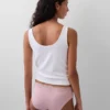 Slip taille basse en coton stretch bio avec bordure en dentelle
