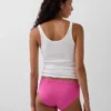 Slip taille basse en coton stretch bio avec bordure en dentelle