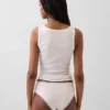 Slip taille basse en coton stretch bio avec bordure en dentelle