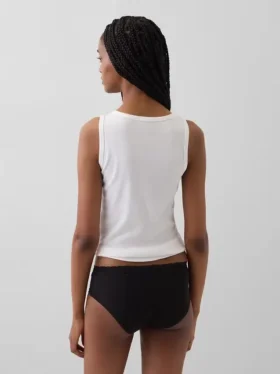 Slip taille basse en coton stretch bio avec bordure en dentelle