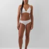 Slip taille basse en coton stretch bio avec bordure en dentelle