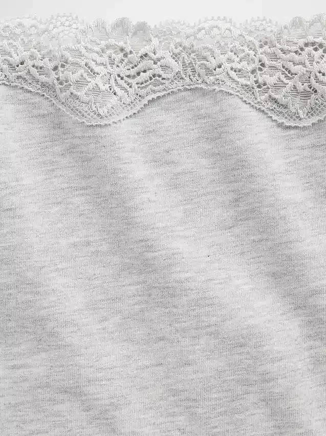 Slip taille basse en coton stretch bio avec bordure en dentelle