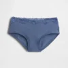 Slip taille basse en coton stretch bio avec bordure en dentelle