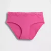 Slip taille basse en coton stretch bio avec bordure en dentelle