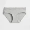 Slip taille basse en coton stretch bio avec bordure en dentelle