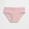 Slip taille basse en coton stretch bio avec bordure en dentelle