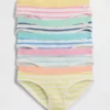 Slips bikini rayés en coton stretch bio pour enfants (lot de 5)