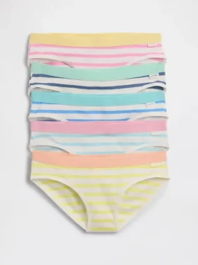 Slips bikini rayés en coton stretch bio pour enfants (lot de 5)