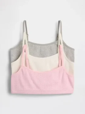 Soutien-gorge en coton biologique pointelle pour enfant (lot de 3)