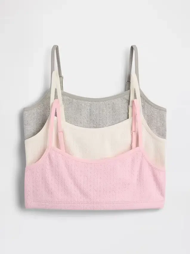 Soutien-gorge en coton biologique pointelle pour enfant (lot de 3)