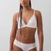 Soutien-gorge triangle en coton stretch bio avec bordure en dentelle