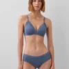 Soutien-gorge triangle en coton stretch bio avec bordure en dentelle