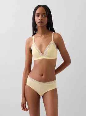 Soutien-gorge triangle en coton stretch bio avec bordure en dentelle