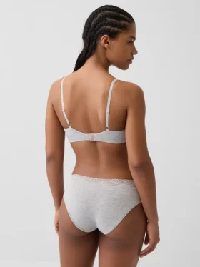 Soutien-gorge triangle en coton stretch bio avec bordure en dentelle