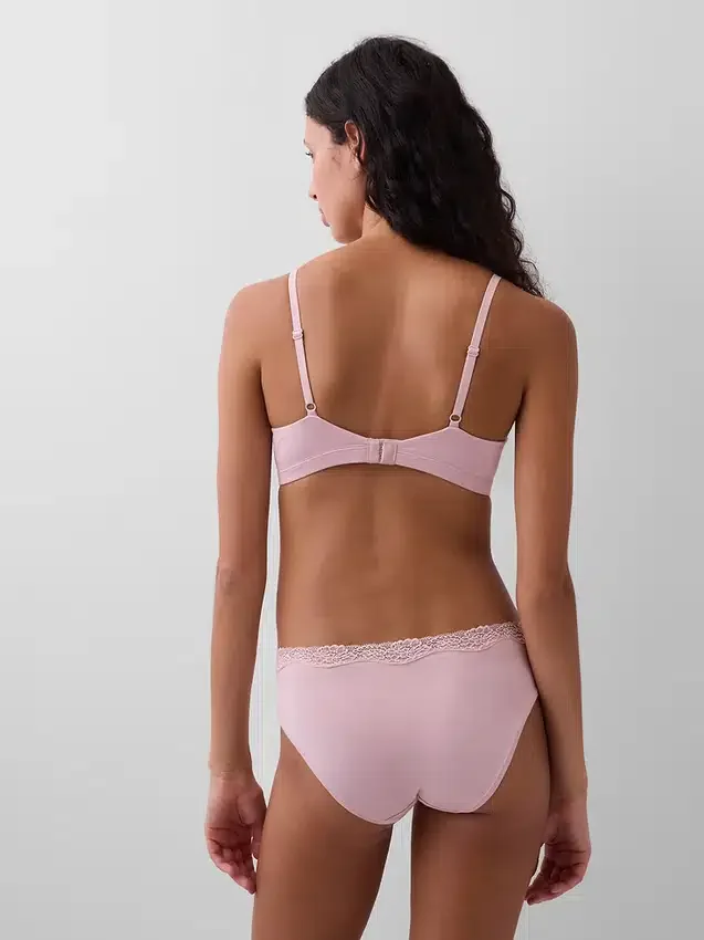 Soutien-gorge triangle en coton stretch bio avec bordure en dentelle