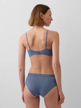 Soutien-gorge triangle en coton stretch bio avec bordure en dentelle