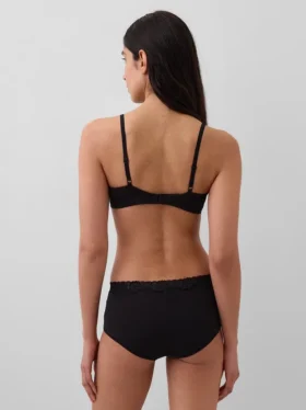 Soutien-gorge triangle en coton stretch bio avec bordure en dentelle