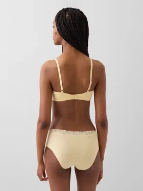 Soutien-gorge triangle en coton stretch bio avec bordure en dentelle