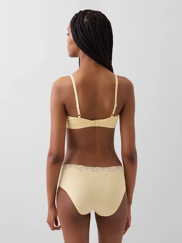 Soutien-gorge triangle en coton stretch bio avec bordure en dentelle