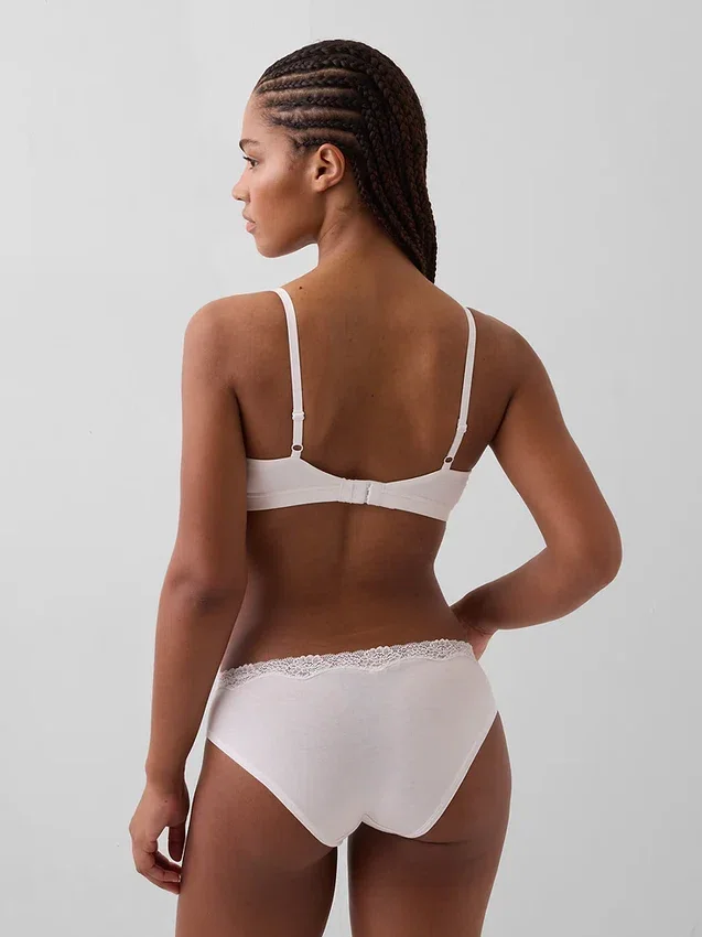 Soutien-gorge triangle en coton stretch bio avec bordure en dentelle