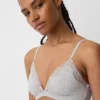 Soutien-gorge triangle en coton stretch bio avec bordure en dentelle