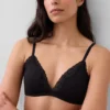 Soutien-gorge triangle en coton stretch bio avec bordure en dentelle