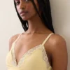 Soutien-gorge triangle en coton stretch bio avec bordure en dentelle