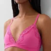 Soutien-gorge triangle en coton stretch bio avec bordure en dentelle