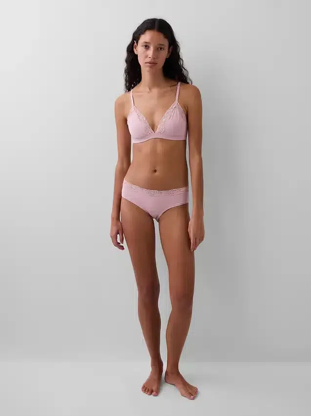 Soutien-gorge triangle en coton stretch bio avec bordure en dentelle