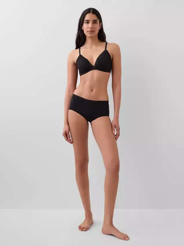 Soutien-gorge triangle en coton stretch bio avec bordure en dentelle