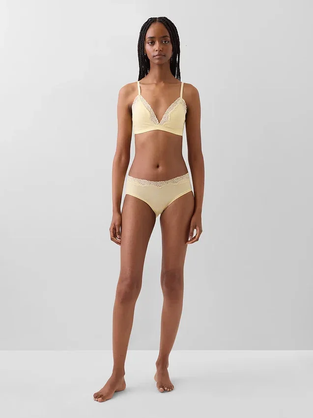 Soutien-gorge triangle en coton stretch bio avec bordure en dentelle