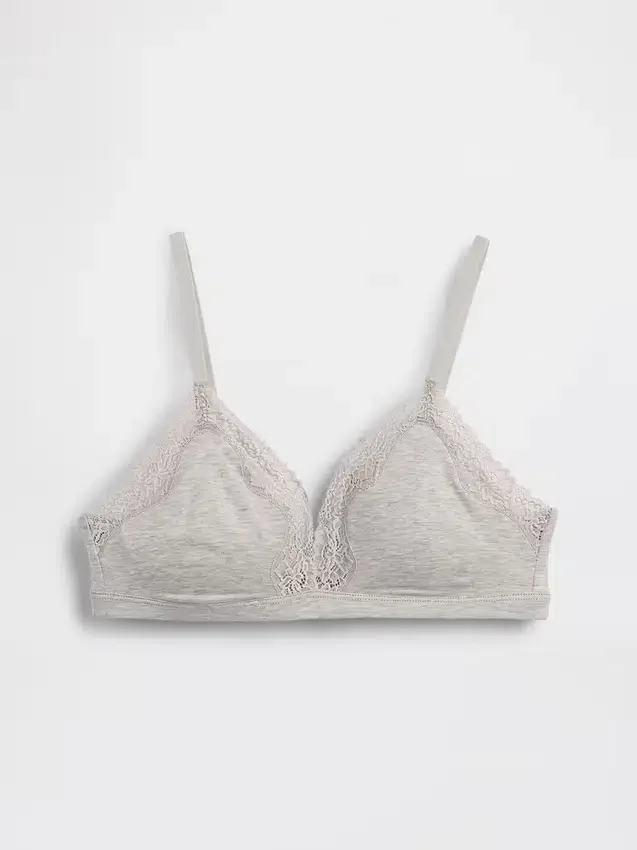 Soutien-gorge triangle en coton stretch bio avec bordure en dentelle